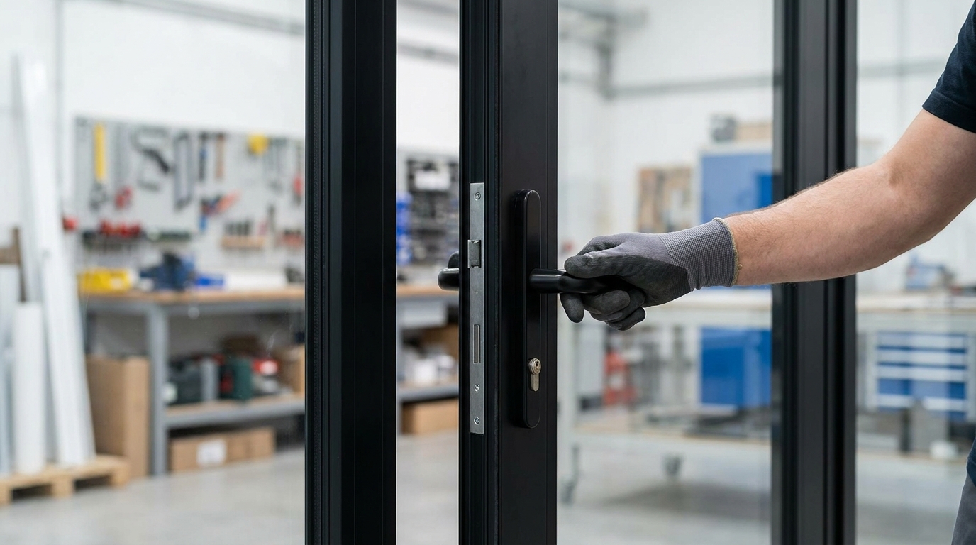 Hero image - new commercial storefront door installed by Charleston Locksmith