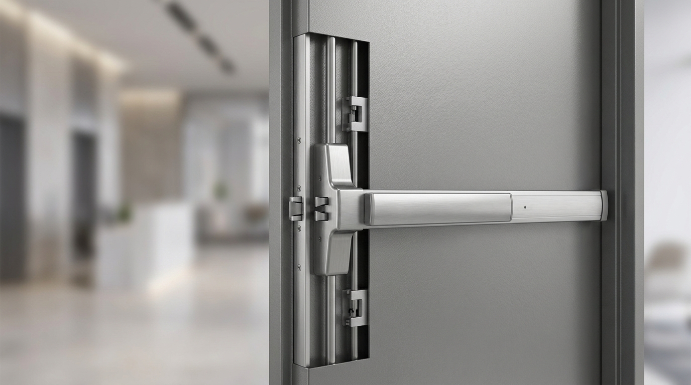 Concealed vertical rod exit device inside a door